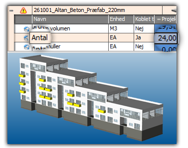 3D mængdeudtræk i Vico Office med Takeoff Manager